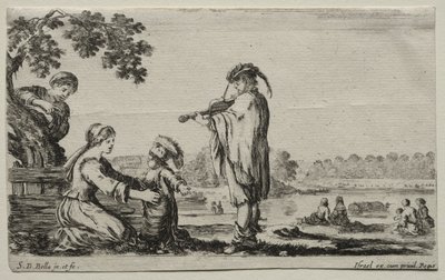Verschiedene Figuren und Landschaften: Ein Geigenspieler von Stefano della Bella