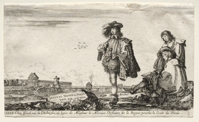Verschiedene Figuren und Landschaften: Titelseite - Drei Figuren von Stefano della Bella