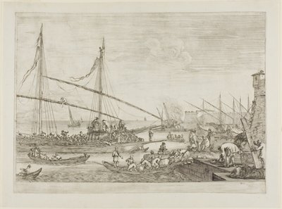 Ansicht der Befestigungen, aus Ansichten des Hafens von Livorno von Stefano della Bella
