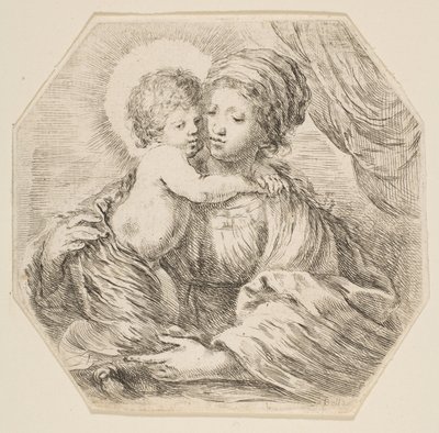 Jungfrau und Christuskind, eine achteckige Komposition, ca. 1649 von Stefano della Bella