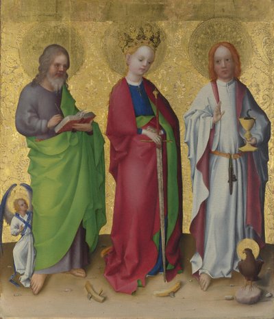 Heilige Matthäus, Katharina von Alexandria und Johannes der Evangelist, ca. 1450 von Stephan Lochner