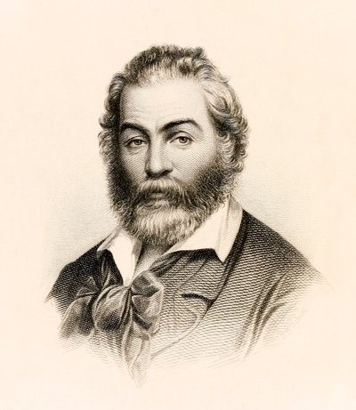 Frontispiz aus einer Ausgabe von 1860 von "Grashalme", einer Gedichtsammlung des amerikanischen Dichters Walt Whitman von Stephen Alonzo Schoff