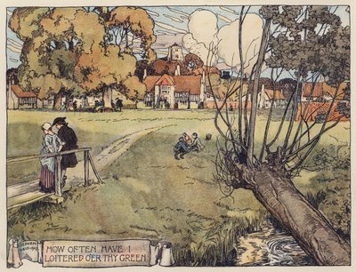 Illustration für Das verlassene Dorf von Oliver Goldsmith (Farblithografie) von Stephen Reid