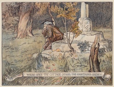 Illustration für Das verlassene Dorf von Oliver Goldsmith (Farblithografie) von Stephen Reid