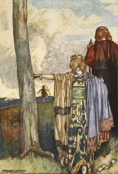 Königin Maeve trifft auf Cuchulain, Illustration aus 