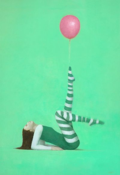 Rosa Ballonbalance von Steve Mitchell