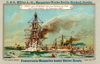Deutsche Kriegsschiffe Stein und Charlotte im Hafen von Port au Prince, Haiti, während der Luders-Affäre, 6. Dezember 1897 von Stoewer Willy