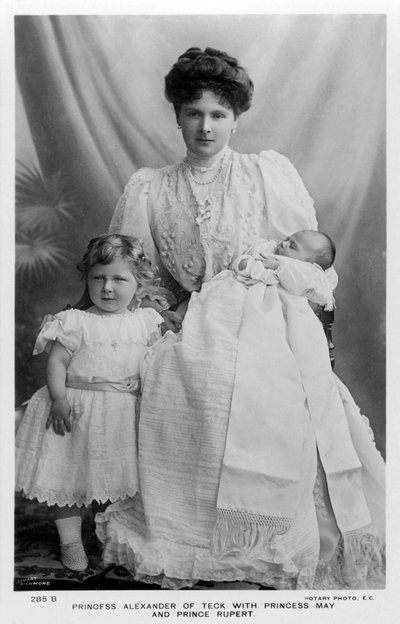 Prinzessin Alexander von Teck mit Prinzessin May und Prinz Rupert, um 1907 von Stuart Richmond