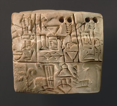 Keilschrifttafel mit Gerstenverteilung, ca. 3000 v. Chr. von Sumerian
