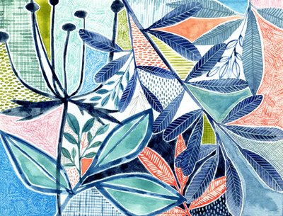 Abstraktes botanisches Laub von Susan Black
