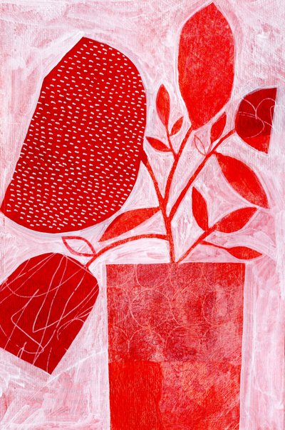 Abstrakte Rote Botanicals von Susan Black