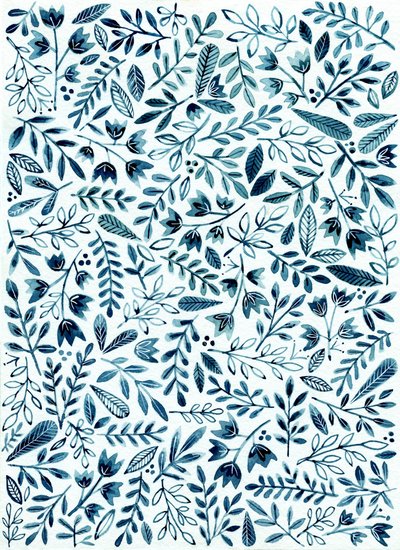 Blaues Blumenmuster von Susan Black