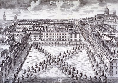 Vogelperspektive des Charterhouse Square, Finsbury, London, um 1750 von Sutton Nicholls