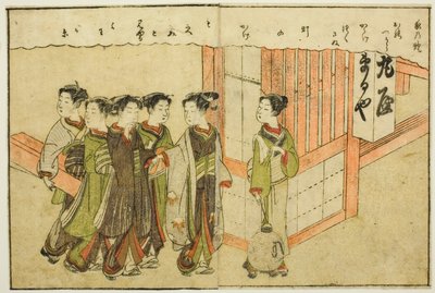 Doppelseitige Illustration aus Bd. 1 von "Picture Book of Spring Brocades" von Suzuki Harunobu
