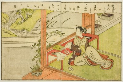 Doppelseitige Illustration aus Bd. 2 von "Bilderbuch der Frühlingsbrokate (Ehon haru no nishiki)" von Suzuki Harunobu