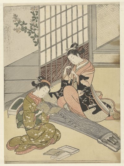 Landende Gänse bei den Koto-Brücken von Suzuki Harunobu