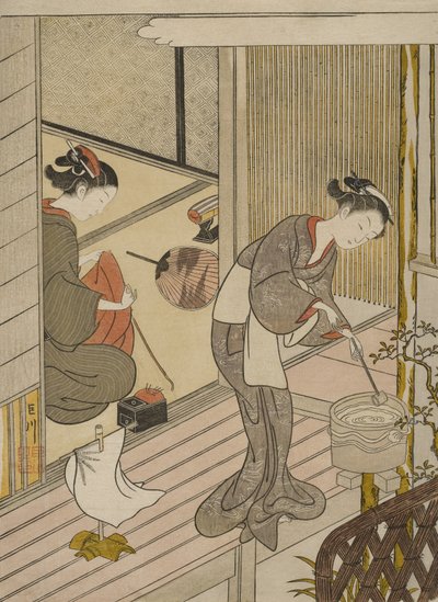Rückkehrende Segel des Handtuchhalters von Suzuki Harunobu