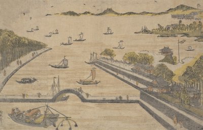 Blick auf Fukagawa, Edo, ca. 1764 von Suzuki Harunobu