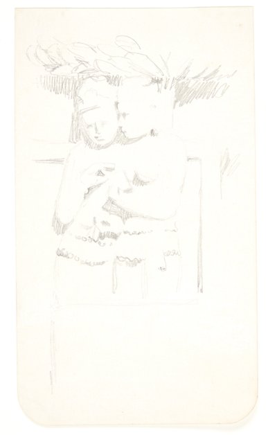 Gruppe mit zwei Figuren. Studienblatt nach Reliefs in Borobudur, Java. von Svend Rathsack