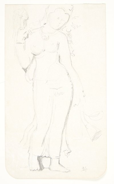 Stehende Frau. Studienblatt nach Reliefs in Borobudur, Java von Svend Rathsack