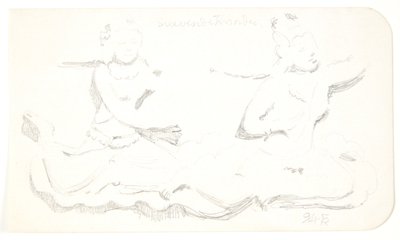 "Schwebende Frauen". Studienblatt nach Reliefs in Borobudur, Java. von Svend Rathsack