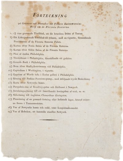 Liste der Illustrationen aus Klinckowstroms Atlas der Vereinigten Staaten, 1824 von Swedish School