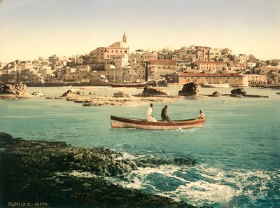 Hafen von Jaffa mit der Stadt im Hintergrund, ca. 1880-1900 von Swiss Photographer