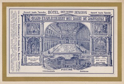 Werbung für Grand Etablissement Des Bains De Montreux von Swiss School
