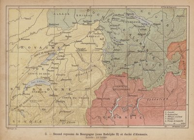 Herzogtümer Burgund und Alamannien, frühes 10. Jahrhundert (farbige Gravur) von Swiss School