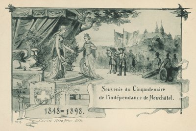 Fünfzigjähriges Jubiläum von Neuchatel, das sich 1848 zur Republik innerhalb der Schweizerischen Eidgenossenschaft erklärte von Swiss School