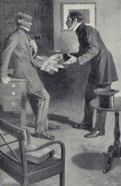 John Stuart Mill bringt seinem Freund Thomas Carlyle die schreckliche Nachricht, dass ein unachtsames Mädchen sein Manuskript verbrannt hat (Lithografie) von Sydney C Lucas