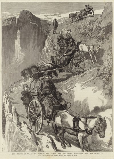 Der Prinz von Wales in Norwegen (Gravur) von Sydney Prior (after) Hall