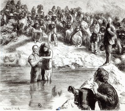 Eine Taufe nordamerikanischer Indianer - Mormonen posieren als Apostel Christi, 1892 von Sydney Prior Hall