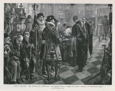 Eine königliche Almosenvergabe (Gravur) von Sydney Prior Hall