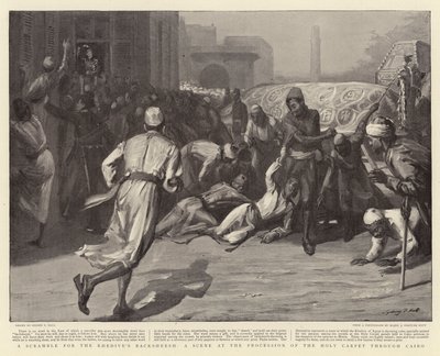 Ein Gerangel um das Bakschisch des Khediven, eine Szene bei der Prozession des heiligen Teppichs durch Kairo von Sydney Prior Hall