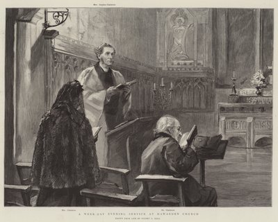 Ein Wochentagsabendgottesdienst in der Hawarden-Kirche von Sydney Prior Hall