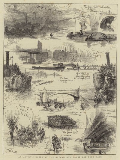 Notizen eines Künstlers beim Oxford und Cambridge Bootrennen von Sydney Prior Hall
