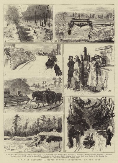 Kanadische Skizzen, eine Elchjagd-Expedition, auf der Straße von Sydney Prior Hall