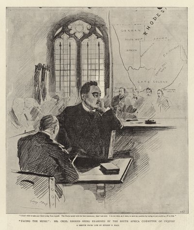 Der Musik entgegentreten, Herr Cecil Rhodes wird vom Südafrika-Untersuchungsausschuss befragt von Sydney Prior Hall