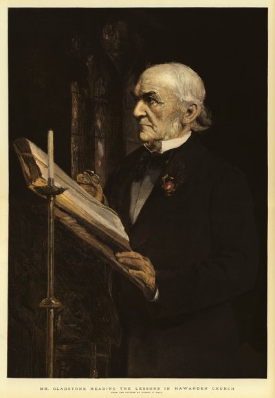 Mr. Gladstone liest die Lektionen in der Hawarden Kirche von Sydney Prior Hall