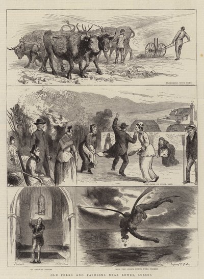 Alte Leute und Moden in der Nähe von Lewes, Sussex von Sydney Prior Hall