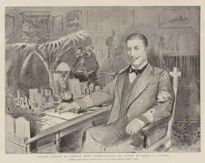 Prinz Georg von Griechenland, Hoher Kommissar von Kreta, zu Hause in Athen von Sydney Prior Hall