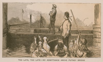 Erinnerungen an ein Oxford und Cambridge Bootsrennen: Zu spät, zu spät! Kein Zutritt über die Putney Bridge von Sydney Prior Hall