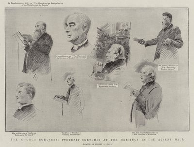 Der Kirchenkongress, Porträtskizzen bei den Treffen in der Albert Hall von Sydney Prior Hall