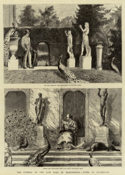 Die Beerdigung des verstorbenen Earl of Beaconsfield, Notizen in Hughenden von Sydney Prior Hall