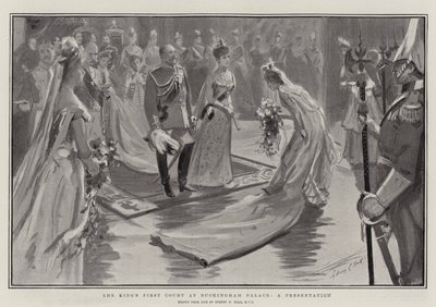 Der erste Hof des Königs im Buckingham Palace, eine Präsentation von Sydney Prior Hall