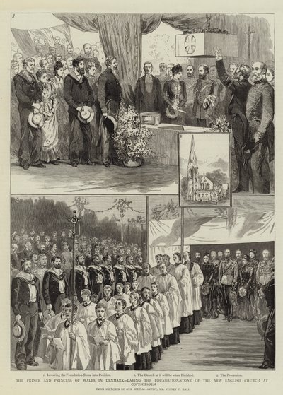 Der Prinz und die Prinzessin von Wales in Dänemark, Grundsteinlegung der neuen englischen Kirche in Kopenhagen von Sydney Prior Hall