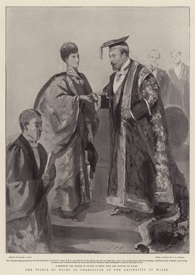 Der Prinz von Wales als Kanzler an der Universität von Wales von Sydney Prior Hall