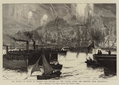 Der Prinz von Wales in Schweden, die Rückkehr der Yachten nach der Regatta bei Stockholm von Sydney Prior Hall