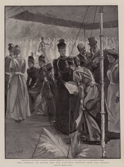 Die Prinzessin von Wales und der Nationale Pensionsfonds für Krankenschwestern von Sydney Prior Hall
